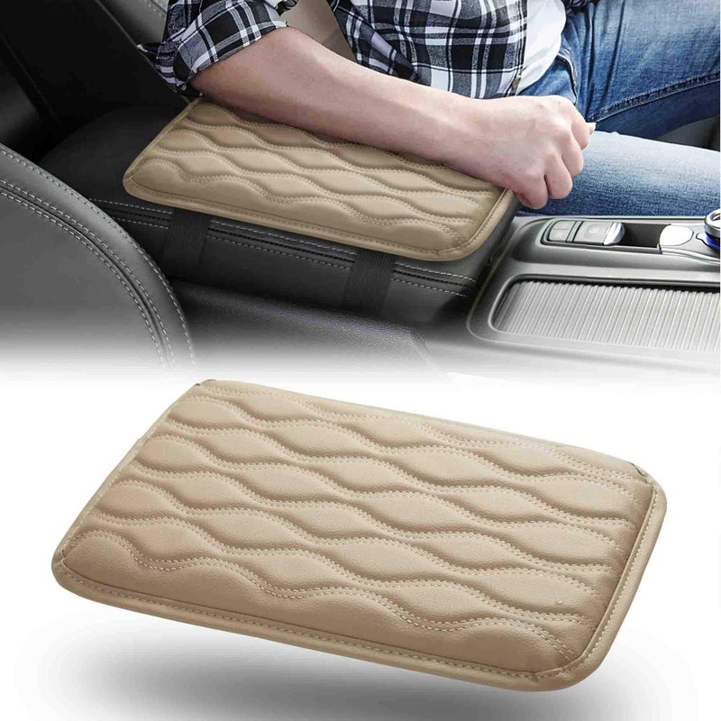 WINKA Auto Center Console Pad, Car Armrest Seat Box Cover Protector, Relax Elbow Cushion Comfort Pillow Pad (Beige) - Image 1